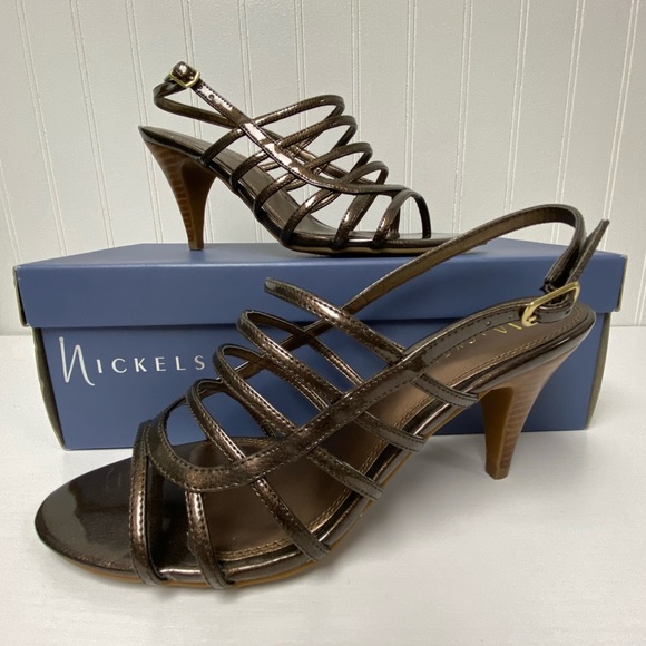 Nickels Strappy Bronze Valdez Heels - New - Size 7.5M - Picture 1 of 9